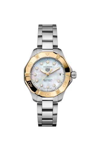TAG Heuer Aquaracer Professional 200 Solargraph 34 Stainless Steel - Yellow Gold / MOP - Diamond